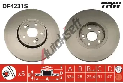 TRW Brzdov kotou - 324 mm TRW DF4231S, DF4231S