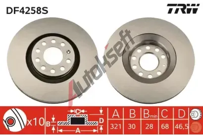 TRW Brzdov kotou - 321 mm TRW DF4258S, DF4258S