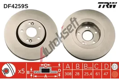 TRW Brzdov kotou - 308 mm TRW DF4259S, DF4259S
