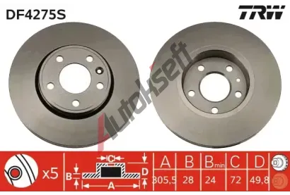 TRW Brzdov kotou - 306 mm TRW DF4275S, DF4275S