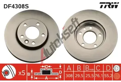 TRW Brzdov kotou - 308 mm TRW DF4308S, DF4308S