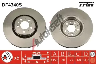TRW Brzdov kotou - 336 mm TRW DF4340S, DF4340S