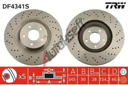 TRW Brzdov kotou - 345 mm TRW DF4341S, DF4341S