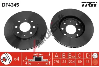 TRW Brzdov kotou - 276 mm TRW DF4345, DF4345