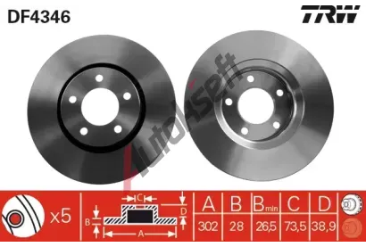 TRW Brzdov kotou - 302 mm TRW DF4346, DF4346