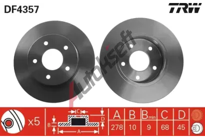 TRW Brzdov kotou - 278 mm TRW DF4357, DF4357