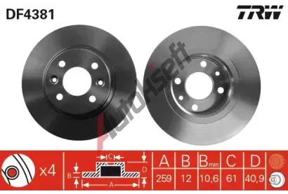 TRW Brzdov kotou - 259 mm TRW DF4381, DF4381