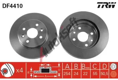 TRW Brzdový kotouč - 254 mm TRW DF4410, DF4410 TRW Brzdový kotouč - 254 mm TRW DF4410, DF4410