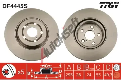 TRW Brzdový kotouč - 295 mm TRW DF4445S, DF4445S  TRW Brzdový kotouč - 295 mm TRW DF4445S, DF4445S