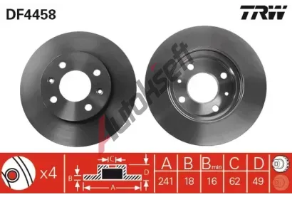 TRW Brzdový kotouč - 241 mm TRW DF4458, DF4458  TRW Brzdový kotouč - 241 mm TRW DF4458, DF4458
