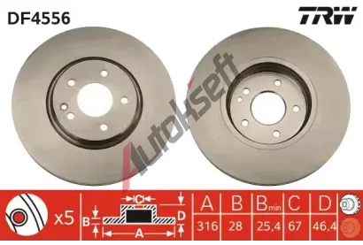 TRW Brzdov kotou - 316 mm TRW DF4556, DF4556