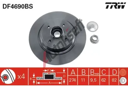 TRW Brzdov kotou s loiskem - 274 mm TRW DF4690BS, DF4690BS