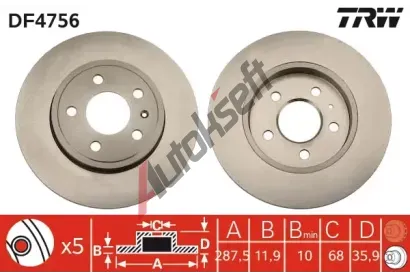 TRW Brzdov kotou - 288 mm TRW DF4756, DF4756