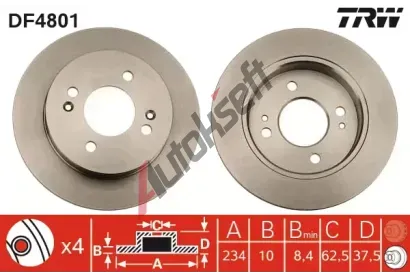 TRW Brzdový kotouč - 234 mm TRW DF4801, DF4801  TRW Brzdový kotouč - 234 mm TRW DF4801, DF4801