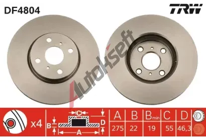 TRW Brzdový kotouč - 275 mm TRW DF4804, DF4804 TRW Brzdový kotouč - 275 mm TRW DF4804, DF4804