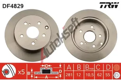 TRW Brzdový kotouč - 281 mm TRW DF4829, DF4829 TRW Brzdový kotouč - 281 mm TRW DF4829, DF4829