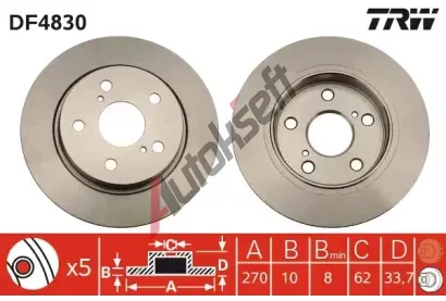 TRW Brzdový kotouč - 270 mm TRW DF4830, DF4830  TRW Brzdový kotouč - 270 mm TRW DF4830, DF4830