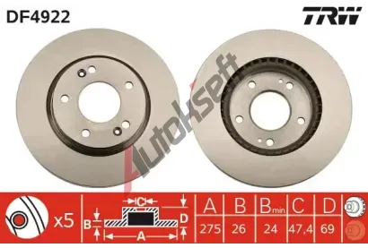 TRW Brzdov kotou - 275 mm TRW DF4922, DF4922