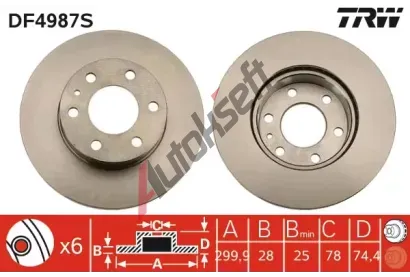 TRW Brzdový kotouč - 300 mm TRW DF4987S, DF4987S TRW Brzdový kotouč - 300 mm TRW DF4987S, DF4987S