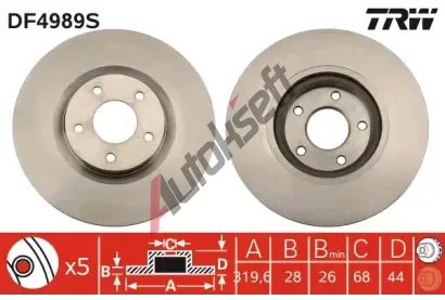 TRW Brzdový kotouč - 320 mm TRW DF4989S, DF4989S TRW Brzdový kotouč - 320 mm TRW DF4989S, DF4989S