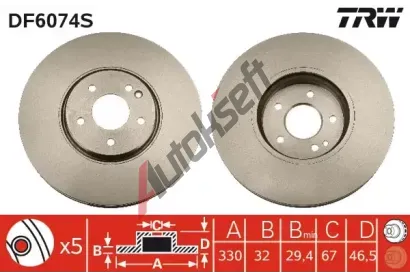 TRW Brzdov kotou - 330 mm TRW DF6074S, DF6074S