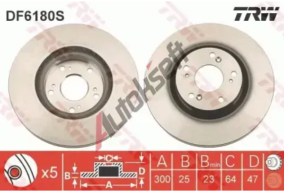 TRW Brzdový kotouč - 300 mm TRW DF6180S, DF6180S TRW Brzdový kotouč - 300 mm TRW DF6180S, DF6180S