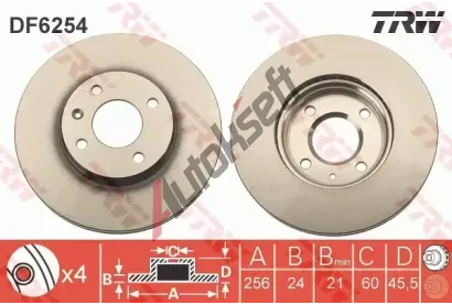 TRW Brzdový kotouč - 256 mm TRW DF6254, DF6254 TRW Brzdový kotouč - 256 mm TRW DF6254, DF6254
