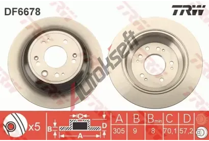 TRW Brzdový kotouč - 305 mm TRW DF6678, DF6678 TRW Brzdový kotouč - 305 mm TRW DF6678, DF6678