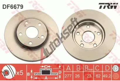 TRW Brzdový kotouč - 277 mm TRW DF6679, DF6679  TRW Brzdový kotouč - 277 mm TRW DF6679, DF6679