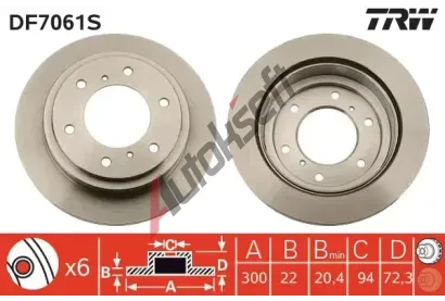 TRW Brzdový kotouč - 300 mm TRW DF7061S, DF7061S TRW Brzdový kotouč - 300 mm TRW DF7061S, DF7061S