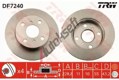 TRW Brzdový kotouč - 229 mm TRW DF7240, DF7240 TRW Brzdový kotouč - 229 mm TRW DF7240, DF7240