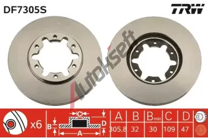 TRW Brzdov kotou - 306 mm TRW DF7305S, DF7305S