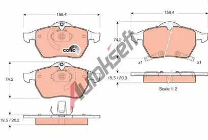 TRW Sada brzdovch destiek COTEC TRW GDB1342, GDB1342
