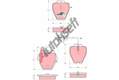 TRW Sada brzdovch destiek COTEC TRW GDB1371, GDB1371