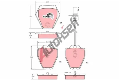 TRW Sada brzdovch destiek COTEC TRW GDB1381, GDB1381