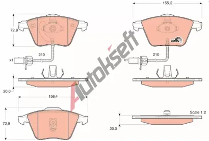 TRW Sada brzdových destiček COTEC TRW GDB1528, GDB1528 TRW Sada brzdových destiček COTEC TRW GDB1528, GDB1528
