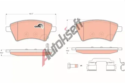 TRW Sada brzdových destiček COTEC TRW GDB1673, GDB1673 TRW Sada brzdových destiček COTEC TRW GDB1673, GDB1673