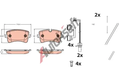 TRW Sada brzdových destiček TRW GDB2464, GDB2464 TRW Sada brzdových destiček TRW GDB2464, GDB2464