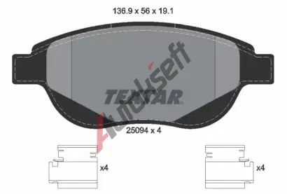 TEXTAR Sada brzdových destiček TXT 2509401, 2509401 TEXTAR Sada brzdových destiček TXT 2509401, 2509401