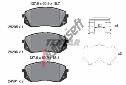 TEXTAR Sada brzdovch destiek Q+ TXT 2520504, 2520504