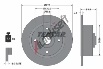 TEXTAR Brzdov� kotou� - 278 mm TXT 92010300, 92010300