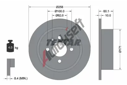 TEXTAR Brzdov kotou - 258 mm TXT 92019200, 92019200