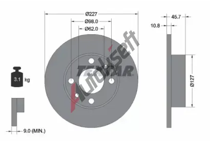 TEXTAR Brzdov kotou - 227 mm TXT 92019300, 92019300