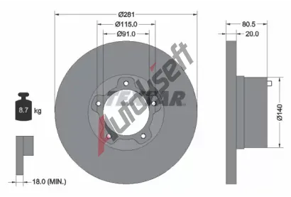 TEXTAR Brzdov kotou - 281 mm TXT 92031500, 92031500