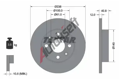 TEXTAR Brzdov kotou PRO - 238 mm TXT 92036103, 92036103