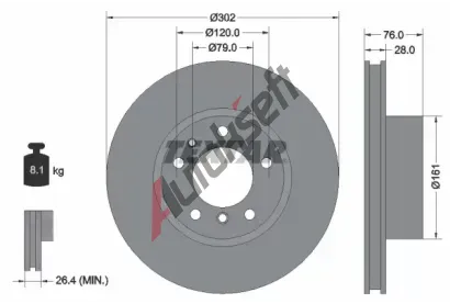 TEXTAR Brzdov kotou - 302 mm TXT 92042400, 92042400