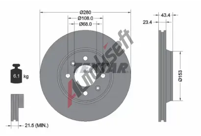 TEXTAR Brzdov kotou - 280 mm TXT 92048400, 92048400