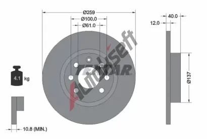 TEXTAR Brzdov kotou - 259 mm TXT 92050600, 92050600