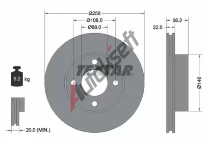 TEXTAR Brzdov kotou - 256 mm TXT 92054200, 92054200