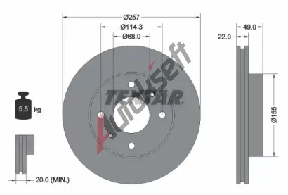 TEXTAR Brzdov kotou - 257 mm TXT 92056300, 92056300